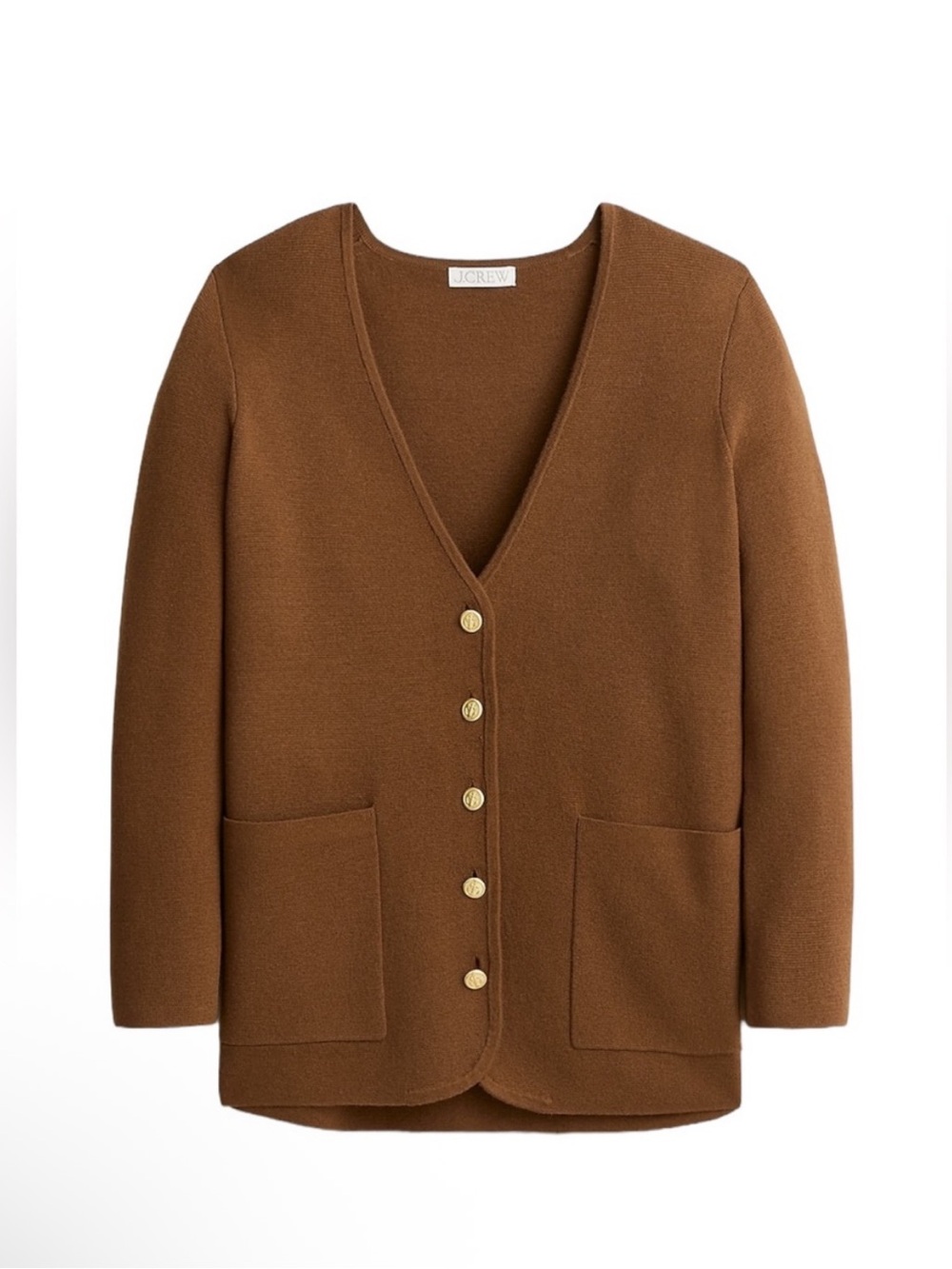 NWT J. Crew Giselle Brown V-Neck Button-Front Sweater Jacket